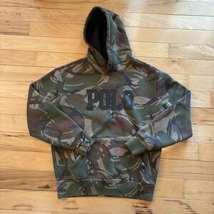 Polo Ralph Lauren Sweatshirt Mens Small Camo Spell Out Fleece Lined Pullover